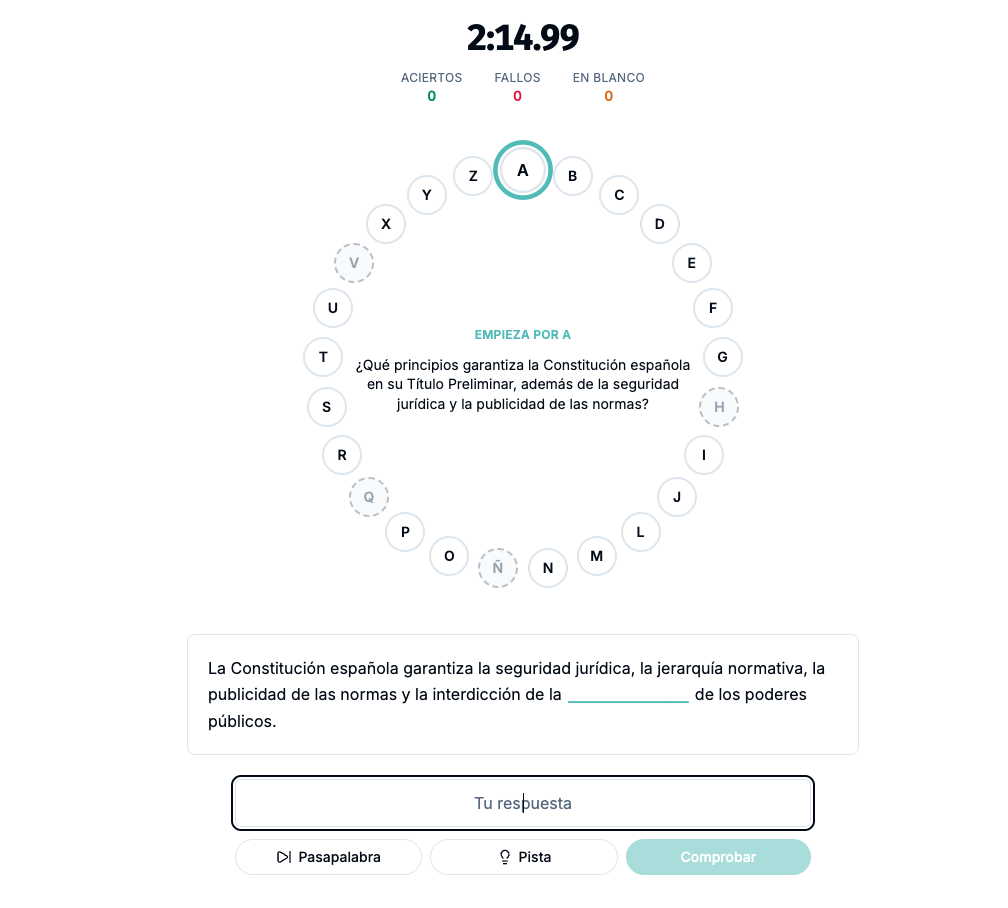 Rosco de oposiciones generado desde tu temario en Typed AI